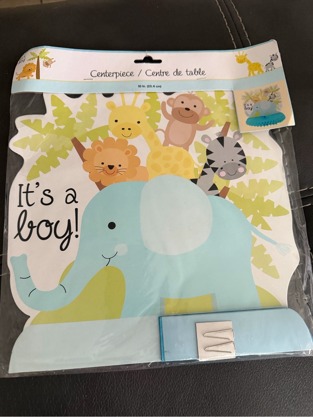 Baby Shower Table Centerpiece "It's a Boy" - Blue Elephant Jungle